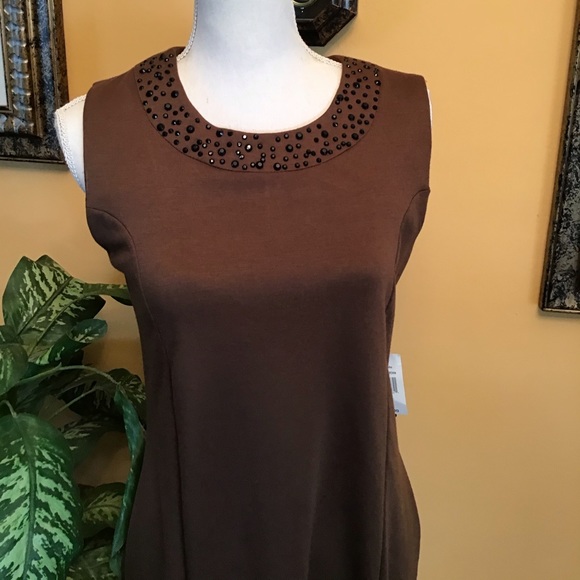 New Direction Sleeveless Beaded Neckline Dress - Picture 2 of 9